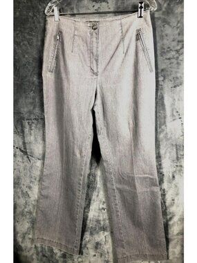 Charter Club Womens Gray High-Waist Straight-Leg Dress Pants With Zip Pockets 16